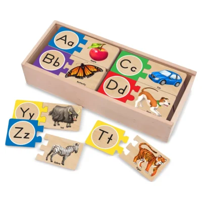 Self-Correcting Alphabet Wooden Puzzles With Storage Box