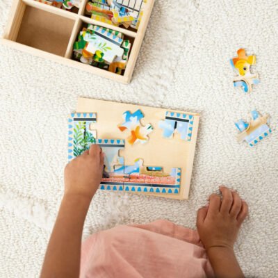 Pets 4-in-1 Wooden Jigsaw Puzzles in a Storage Box (48 pcs)