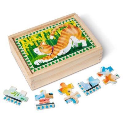 Pets 4-in-1 Wooden Jigsaw Puzzles in a Storage Box (48 pcs)